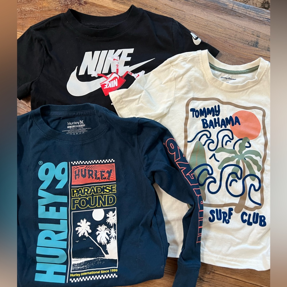 3pc bundle little boys tshirts 4t 4 xs Nike Tommy Bahama Hurley